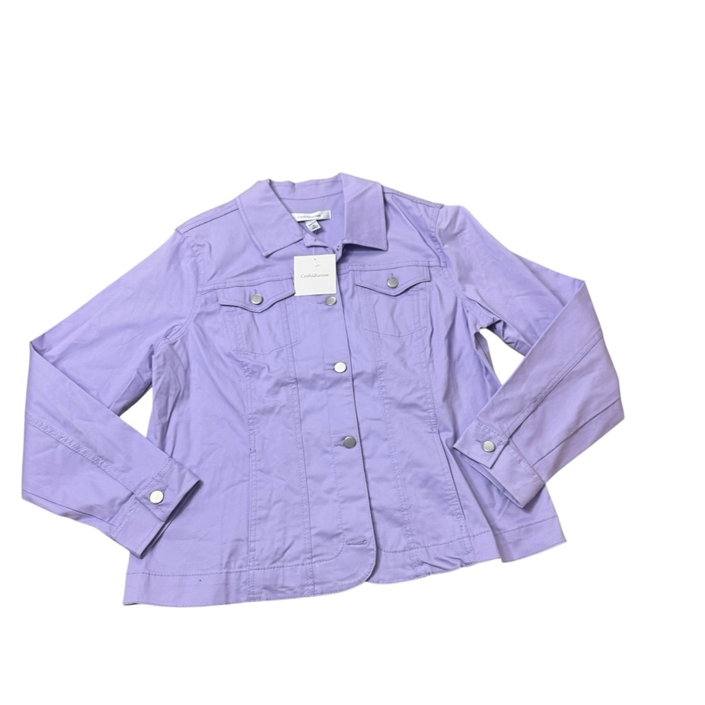 croft & barrow | Lavender Cotton-Blend Stretch Jean Jacket Pastel New With Tags - Picture 10 of 11